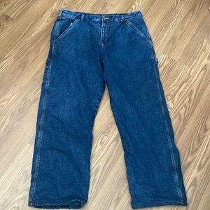 Smith's Workwear Fleece Lined Carpenter Pants Men's Size 40 X 32 Blue Jeans
